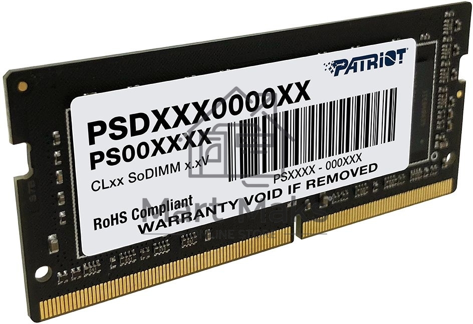 Оперативная память Patriot Signature, DDR4, 32GB (1x32 GB), 3200 MHz, CL22, SO-DIMM