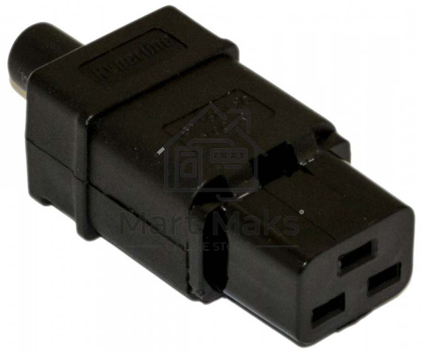 Разъемы для силового кабеля Hyperline CON-IEC320C19 Разъем IEC 60320 C19 220В 16A на кабель, контакты на винтах (плоские контакты внутри разъема), прямой