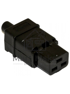Разъемы для силового кабеля Hyperline CON-IEC320C19 Разъем IEC 60320 C19 220В 16A на кабель, контакты на винтах (плоские контакты внутри разъема), прямой