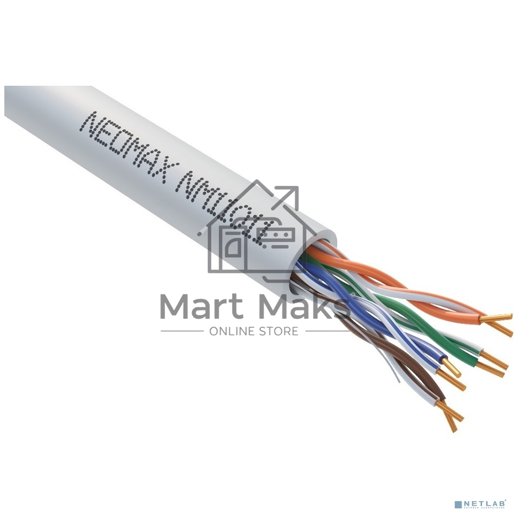 Кабель NEOMAX NM11011 U/UTP cat.5e 4 пары (305 м) 0.48 мм (24 AWG) Медь LSZH, серый