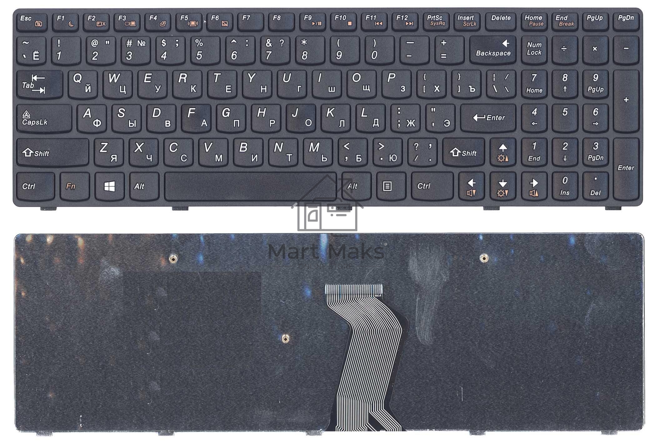 Клавиатура для ноутбука Lenovo IdeaPad G500 G700 черная с черной рамкой