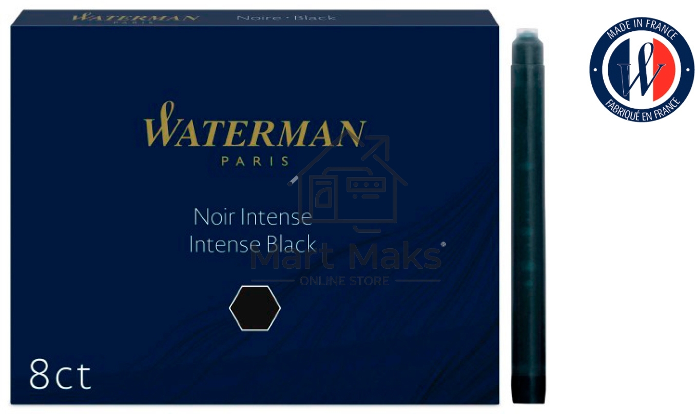 Картридж Waterman Standard (CWS0110850) Intense черный чернила для ручек перьевых (8шт)