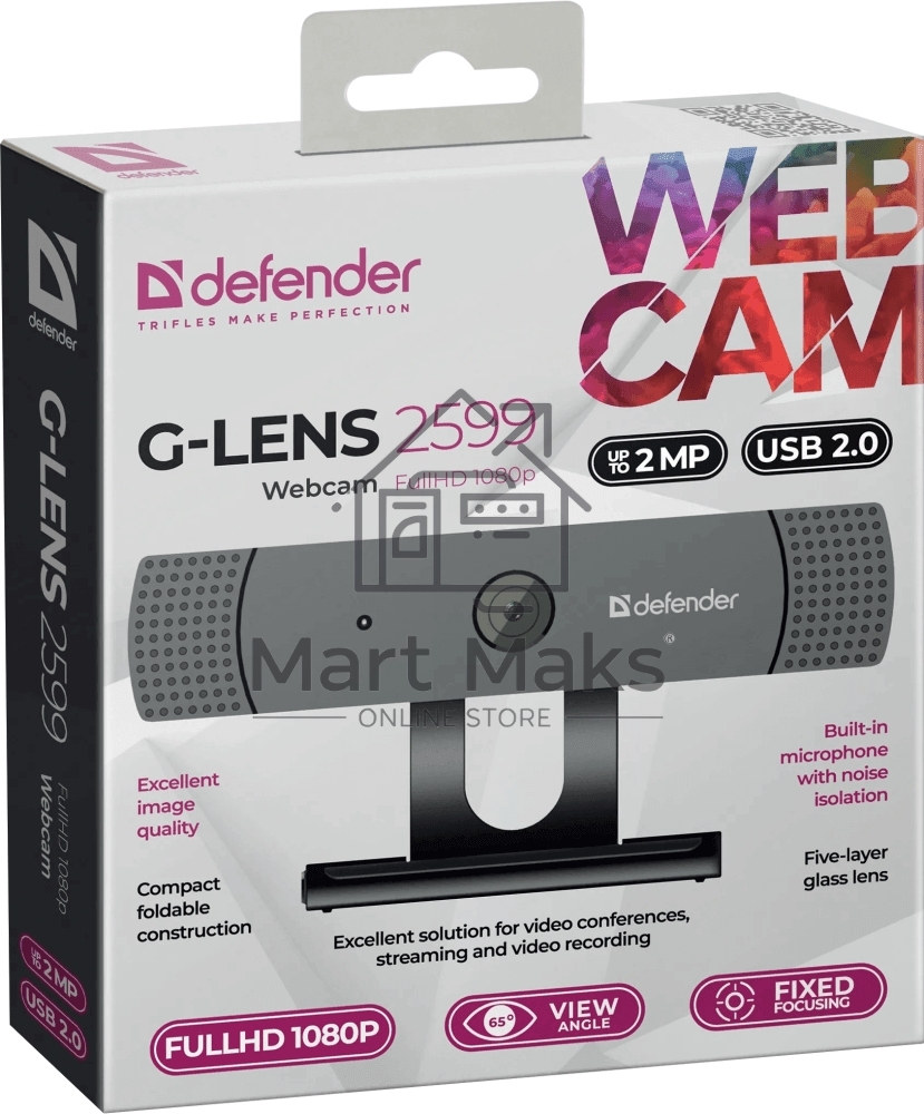 Веб-камера Defender G-lens 2599 FullHD 1080p, 2МП
