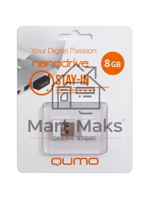 Флешка USB 2.0 QUMO 8Gb, NANO QM8GUD-NANO-W белый