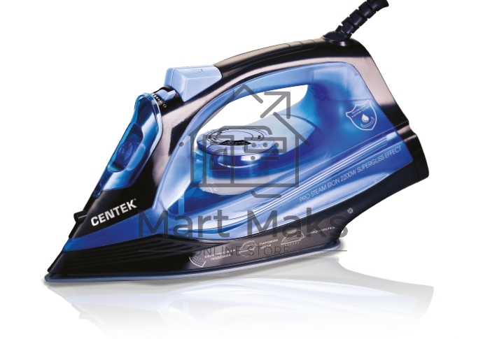 Утюг Centek CT-2351 Blue (синий) 2200Вт, КЕРАМИЧЕСКАЯ подошва, 300 мл, паровой удар, самоочистка
