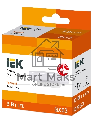 Лампа cветодиодная Iek LLE-T80-8-230-30-GX53 ECO T75 таблетка 8Вт 230В 3000К GX53 IEK