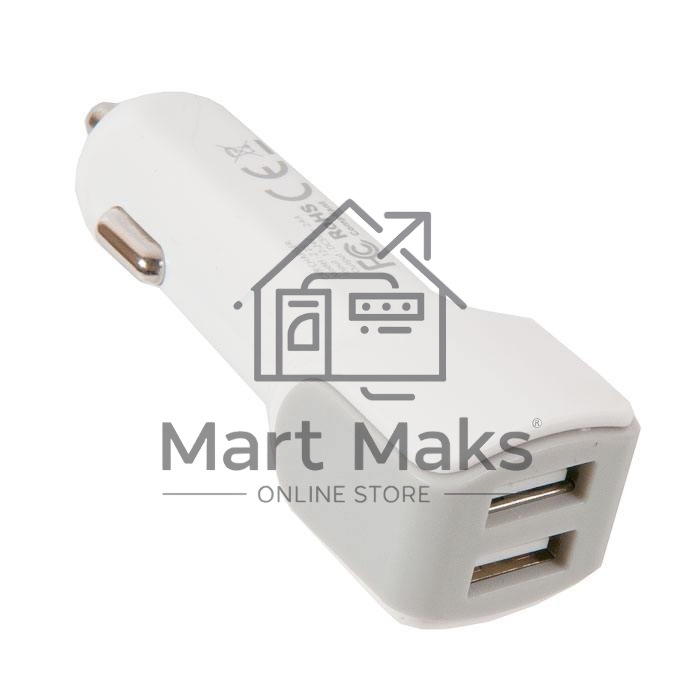 Автомобильное зарядное устройство HOCO z23 grand style dual-port car charger set with lightning cable, белый