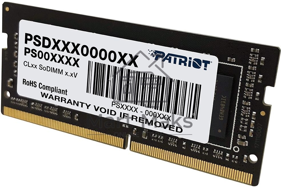 Оперативная память Patriot Signature, DDR4, 32GB (1x32 GB), 3200 MHz, CL22, SO-DIMM