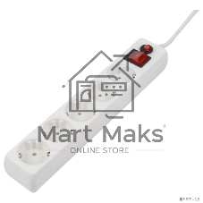 Сетевой фильтр Filum FL-SP3-5-1.8M, 1.8 м.,белый, 2200 Вт., 5 розеток, упаковка- коробка 00-01057164