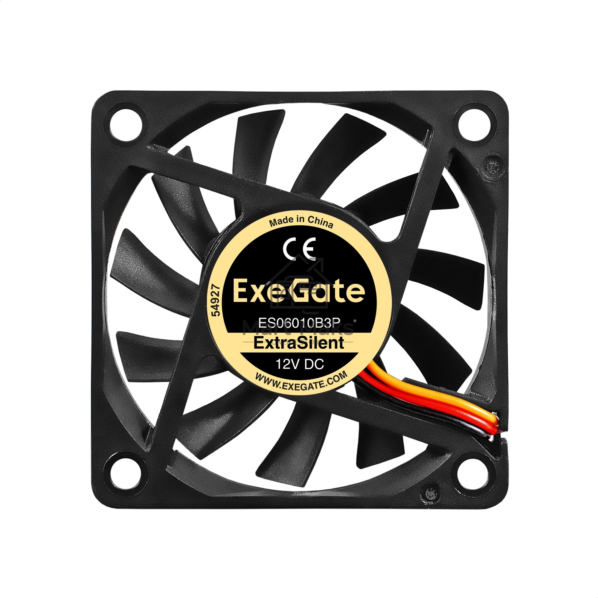 Вентилятор для корпуса ExeGate ExtraSilent ES06010B3P черный, 60 мм, 2000 об/мин, 16 дБ, 3 pin