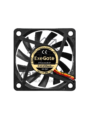 Вентилятор для корпуса ExeGate ExtraSilent ES06010B3P черный, 60 мм, 2000 об/мин, 16 дБ, 3 pin