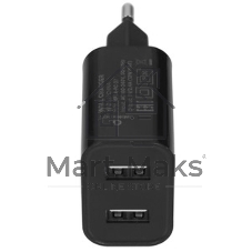 Сетевое зарядное устройство Cablexpert MP3A-PC-37 USB 2 порта, 2.4A, черный + кабель 1м Type-C