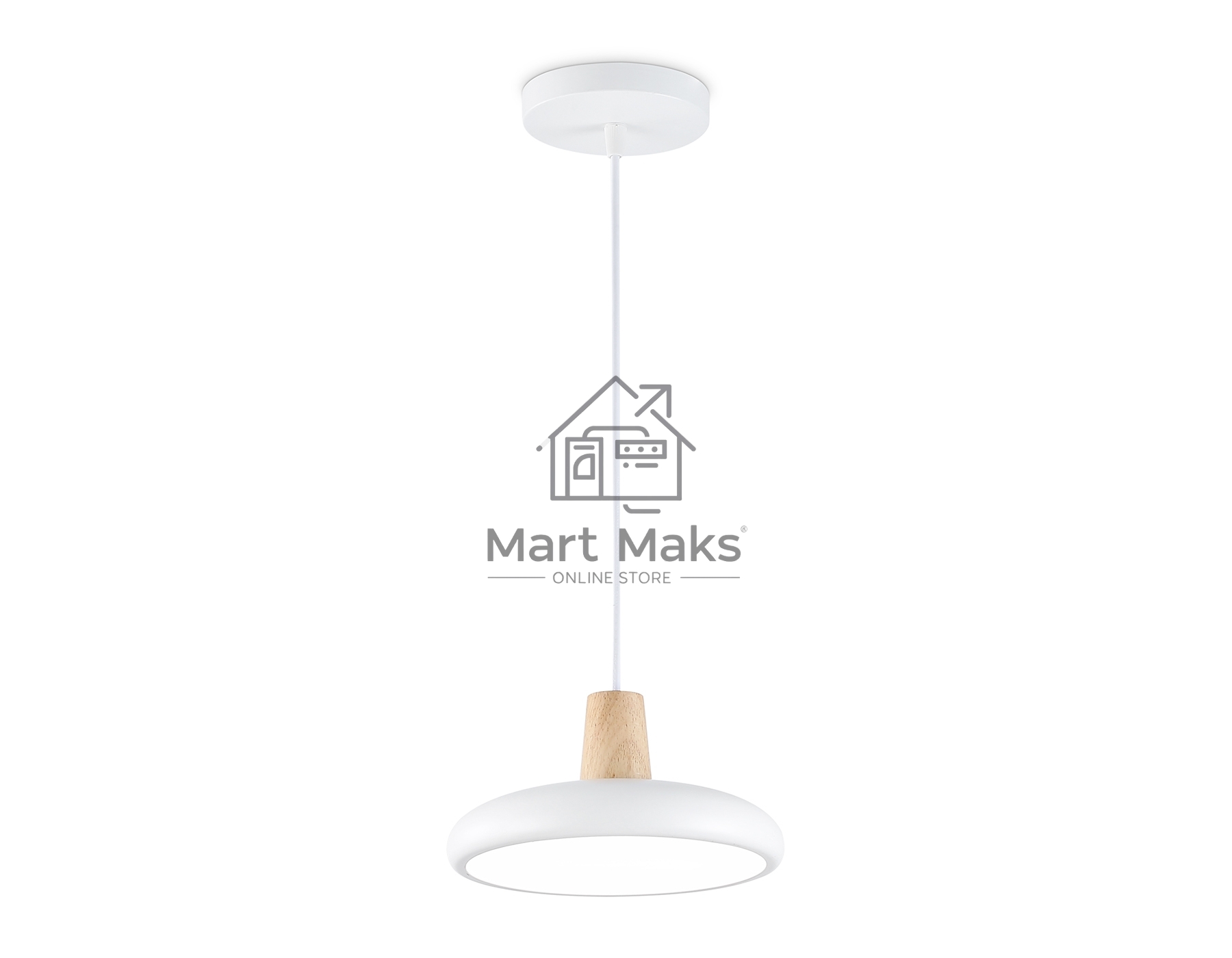 Светильник Ambrella light FL4838 WH/WD белый/дерево 24W 3000-6000K D200*800 (без ПДУ)