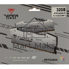 Оперативная память Patriot Viper Xtreme 5, DDR5, 32Gb (2x16Gb), 8000MHz, CL38, DIMM, с радиаторами, RGB, серебристый