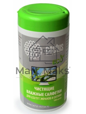 Салфетки Cactus CS-T1001E для экранов и оптики туба 100шт влажные