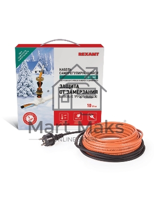 Греющий саморегулирующийся кабель (в трубу) 10HTM2-CT (15м/150Вт) Rexant