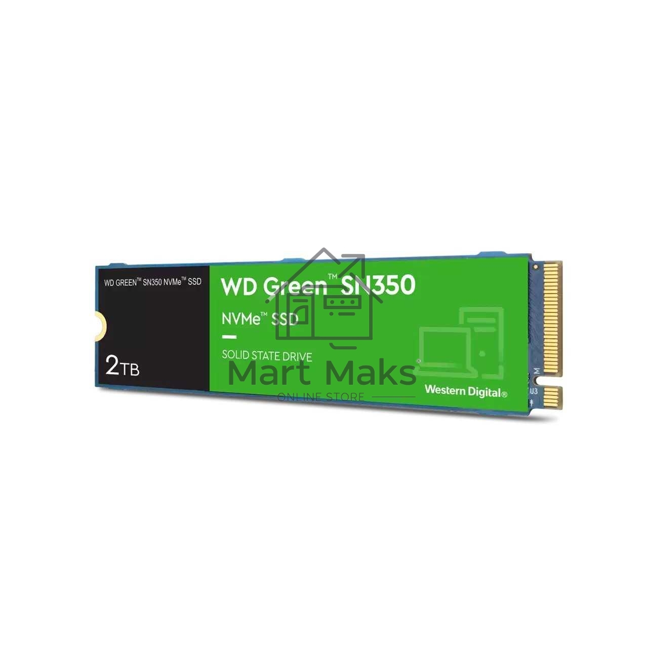 Накопитель SSD WD Green SN350 WDS200T3G0C, 2000Gb, PCIe 3.0 x4, M.2 2280, NVMe, R/W 3200/3000