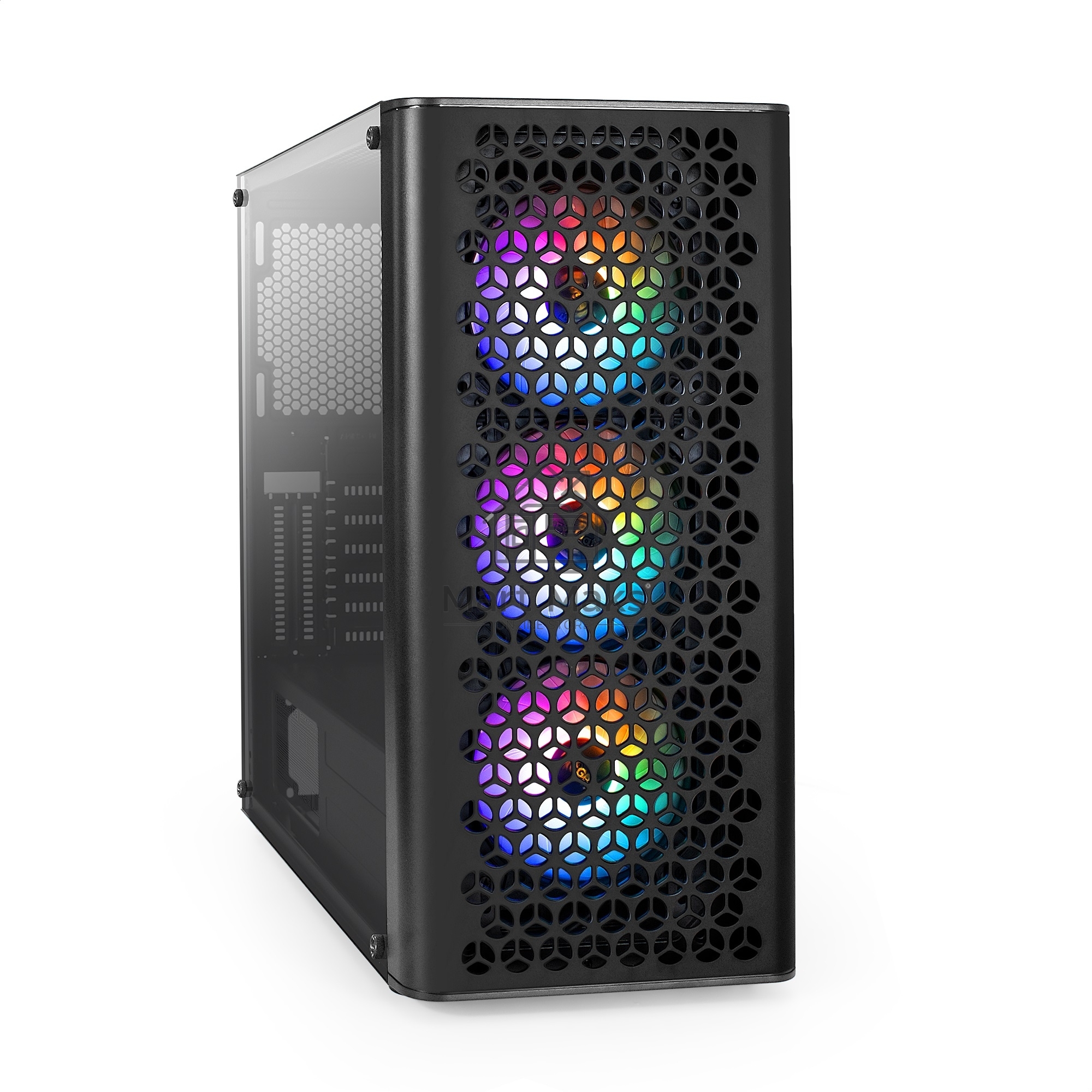 Компьютерный корпус Miditower ExeGate EVO-9202 (ATX, без БП, с окном, 1*USB+1*USB3.0, аудио, 3 вент. 12см с RGB подсветкой)