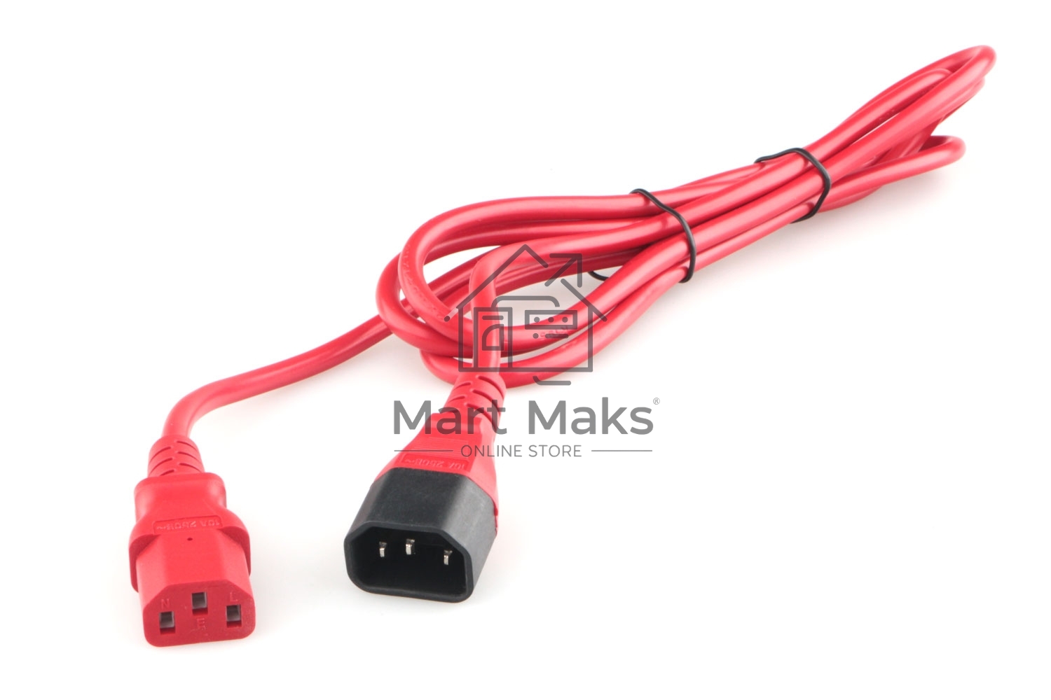 Кабель питания Cablexpert Россия PC-189-VDE-R-1.8M, C13-С14, 3x0.75мм2, 10A, с заземлением, медь, 1.8м, красный, пакет