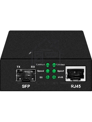 Медиаконвертер Gigabit Ethernet, SFP 1000Мбит/c, RJ45 10/100/1000Мбит/c, поддержка LFP. Металлический корпус. БП DC12V(1A) в комплекте. Размеры (ШхВхГ): 70x25x95мм. Вес: 0,2кг. Рабочая температура: -10…+55°С. Совместим с шасси NS-MCB-14.