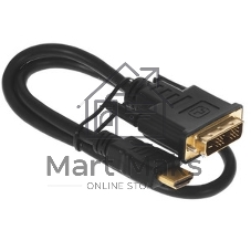 Кабель HDMI-DVI Cablexpert CC-HDMI-DVI-0.5M, 19M/19M, single link, медь, позол.разъемы, экран, 0.5м, черный, пакет