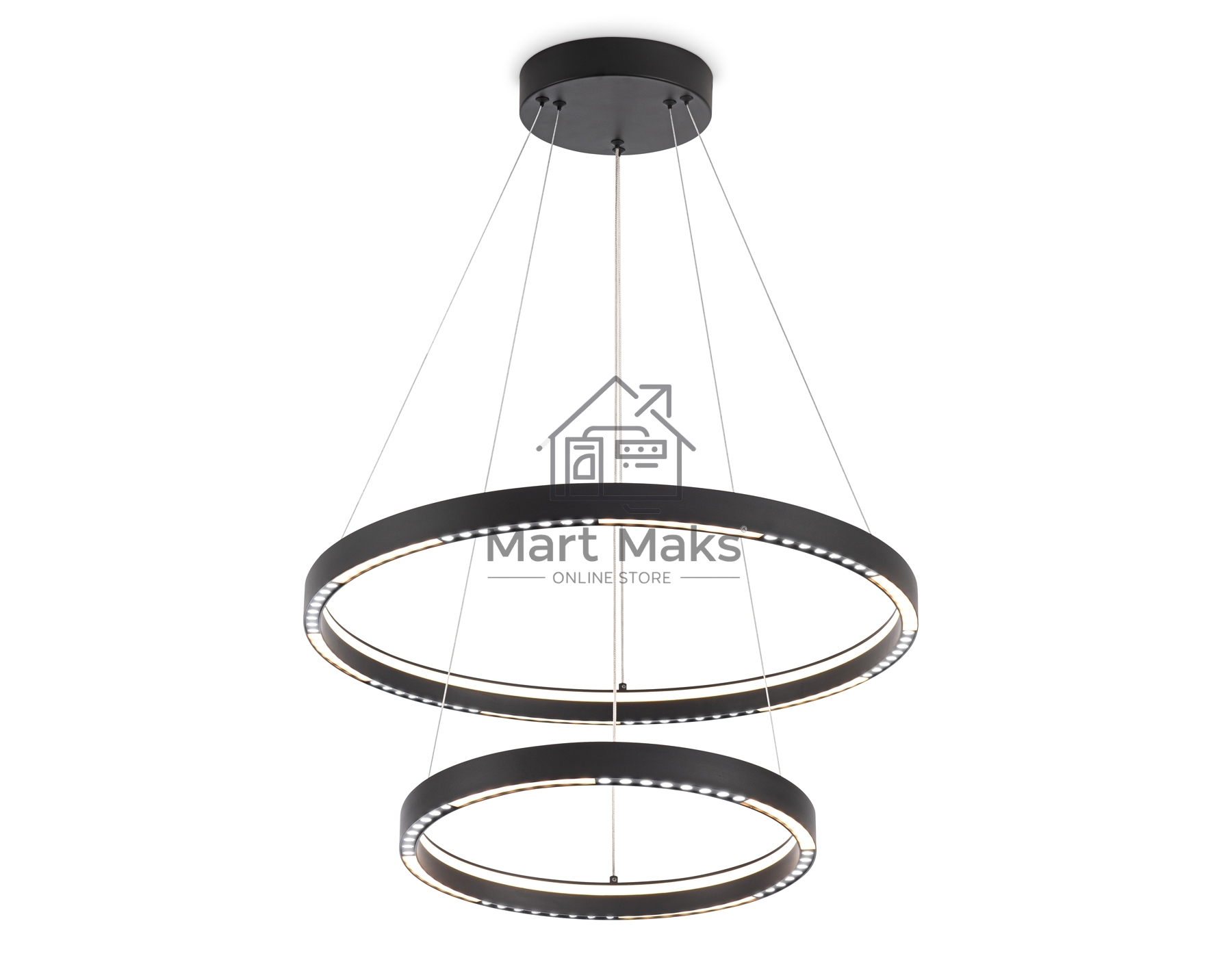 Подвесной светодиодный светильник Ambrella light FL5865/2 BK черный 45W 3000K/4200K/6400K D600/400*830 (без ПДУ)