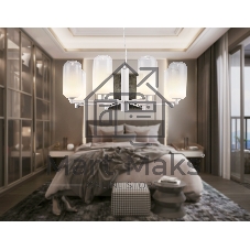 Подвесной светодиодный светильник Ambrella light LH11109/8 WH/FR белый/белый матовый 28W 3000K D720*280