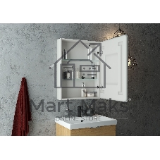 Зеркальный шкаф Bau Stil 60х80, LED подсветка, сенсор, плавное закрывание, оборачиваемый