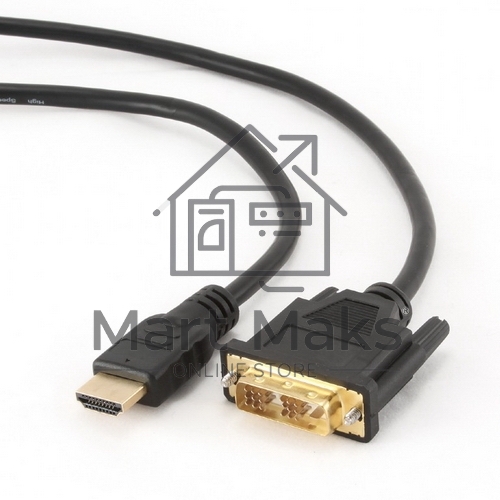 Кабель HDMI-DVI Cablexpert CC-HDMI-DVI-10, 19M/19M, single link, медь, позол.разъемы, экран, 3.0м, черный, пакет