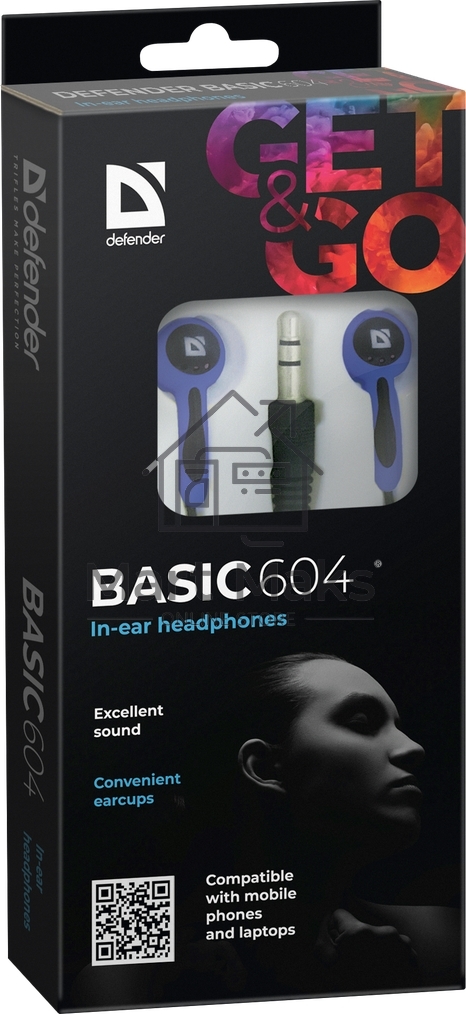 Наушники Defender Basic-604 синий кабель 1,1 м