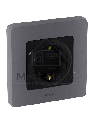 Розетка 2К+З со шторками немецкий стандарт 16А 250В антрацит