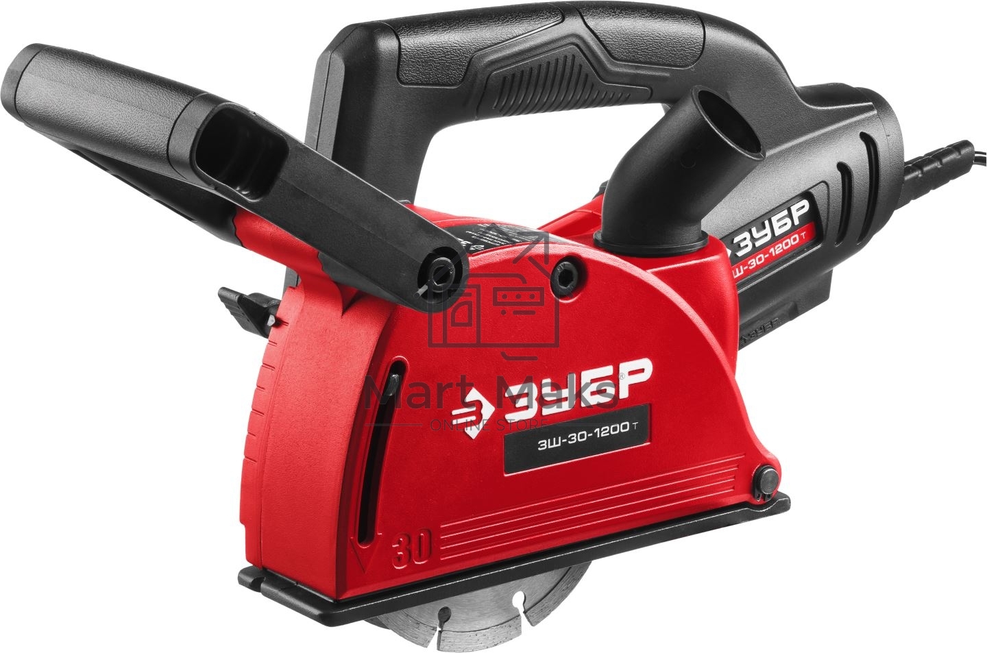 Штроборез ЗУБР ЗШ-30-1200 Тглубина паза 30 мм, 125 мм, пылезащита, подключение пылесоса,1200 Вт