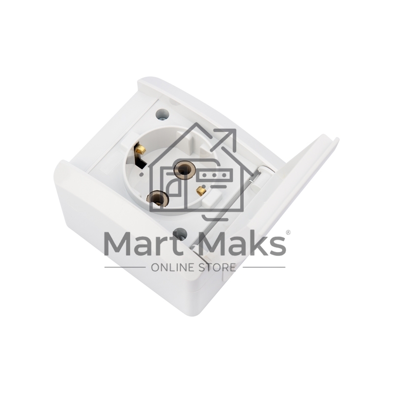 Розетка одноместная (керамика) INDUSTRIAL IP54 с заземлением, о/у, белая KRANZ