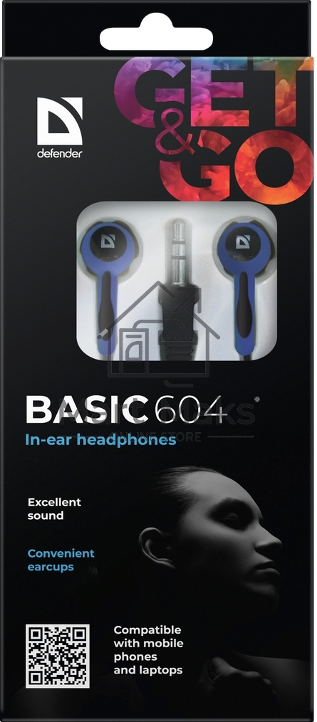 Наушники Defender Basic-604 синий кабель 1,1 м