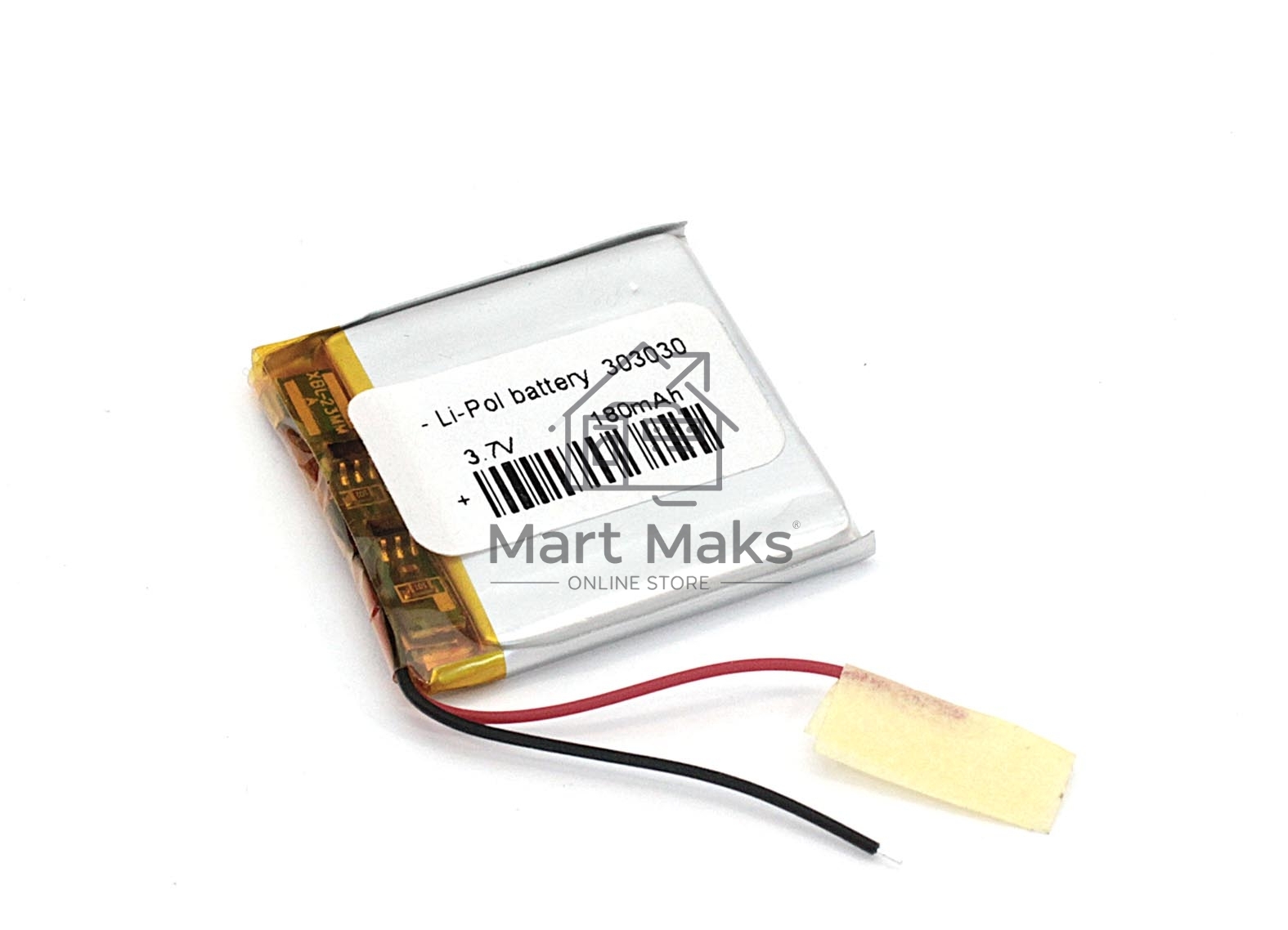 Аккумулятор Li-Pol (батарея) 3*30*30мм 2pin 3.7V/180mAh