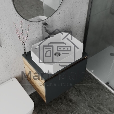 Комплект для ванной, 4 предмета (Тумба подвесная Bau Blackwood 60 графит + Раковина BAU Hotel 51х37, Смеситель Hotel Still, нерж. сталь, выпуск)