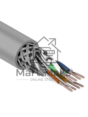 Кабель витая пара Rexant SF/FTP, категория 7, 4 x 2 x 0,57 мм, PVC, внутреннний, серый, 305м