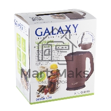 Чайник электрический Galaxy GL 0318, коричневый, пластик, 2000 Вт, 1,7 л