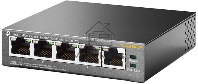 Коммутатор TP-Link SMBTL-SG1005P 5-портовый гигабитный настольный коммутатор с 4 портами PoE SMB 56W