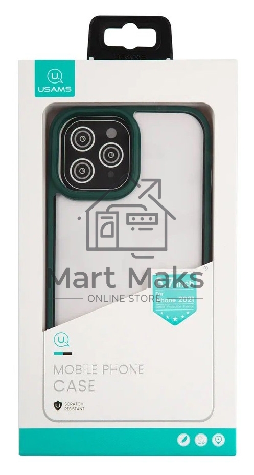 Чехол для Apple iPhone 13 Pro Max Usams US-BH771 прозрачный/зеленый (УТ000028123)
