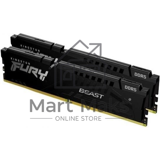Оперативная память Kingston Fury Beast, DDR5, 16GB (2x8GB), 5600MHz, CL40, DIMM, с радиаторами, черный