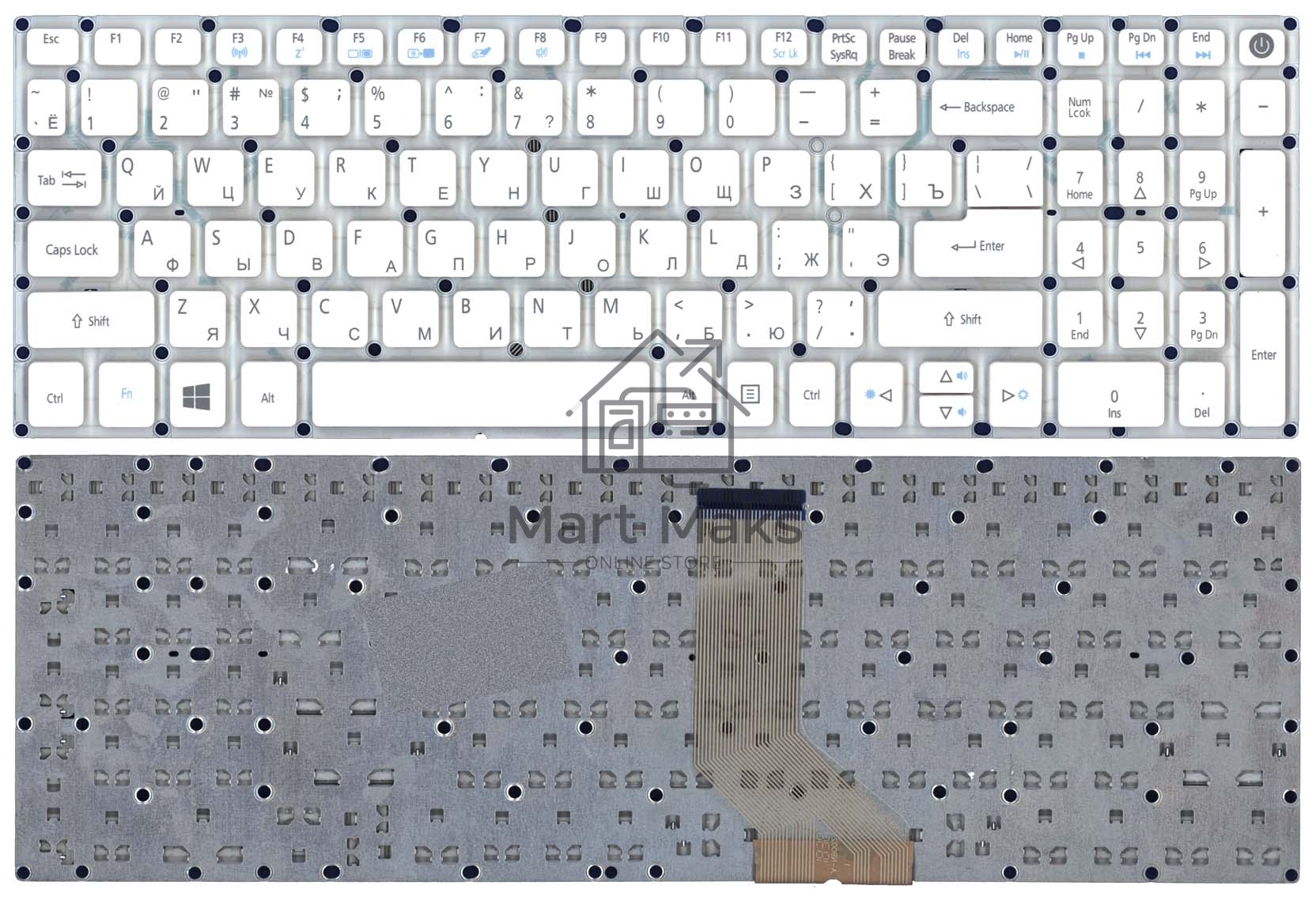 Клавиатура для ноутбука Acer Aspire E5-573 / Nitro VN7-572G VN7-592G белая
