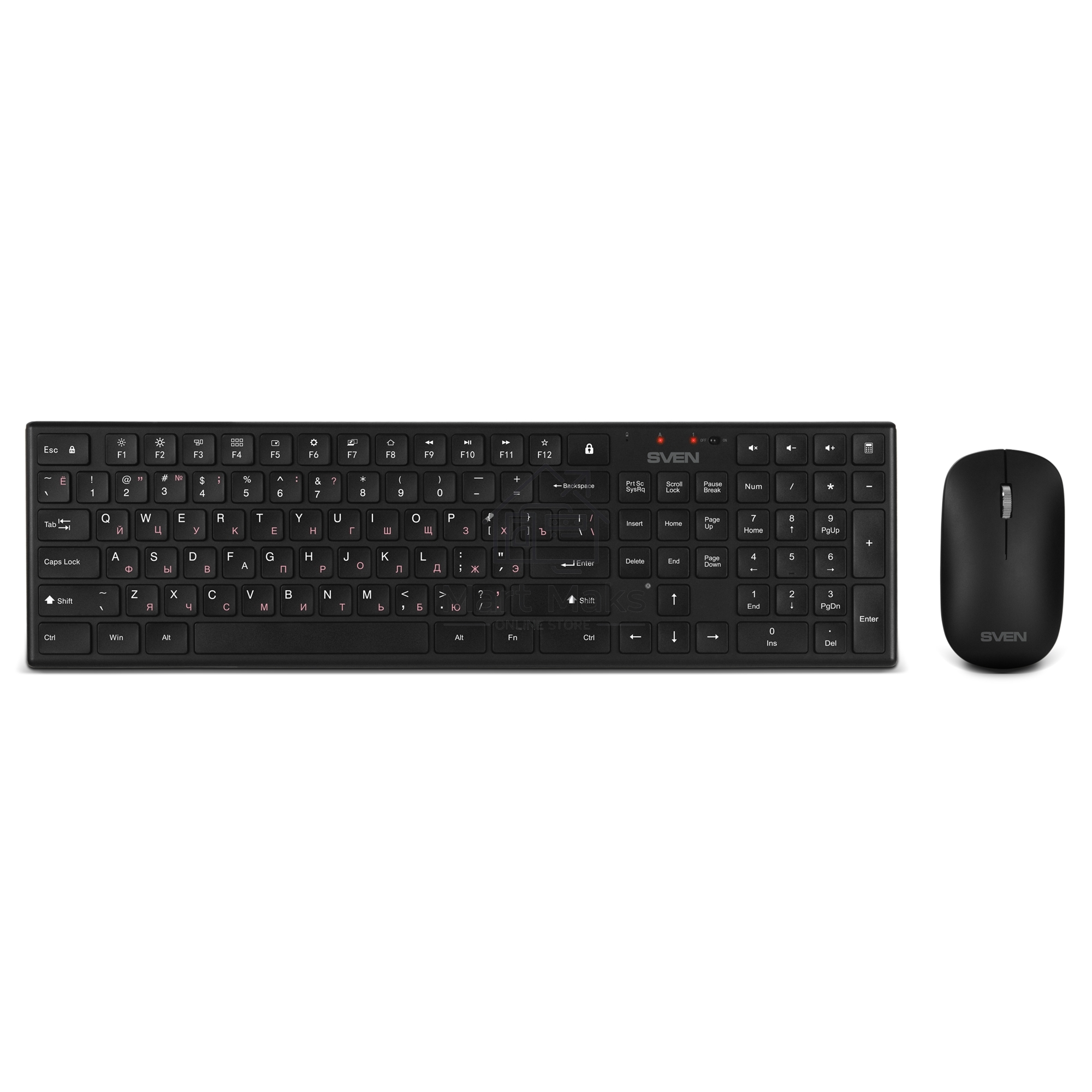 Беспроводной набор Sven ножничная клавиатура + мышь KB-C2550W черный (109 кл.,12Fn, 1000DPI, 2+1 кл.)