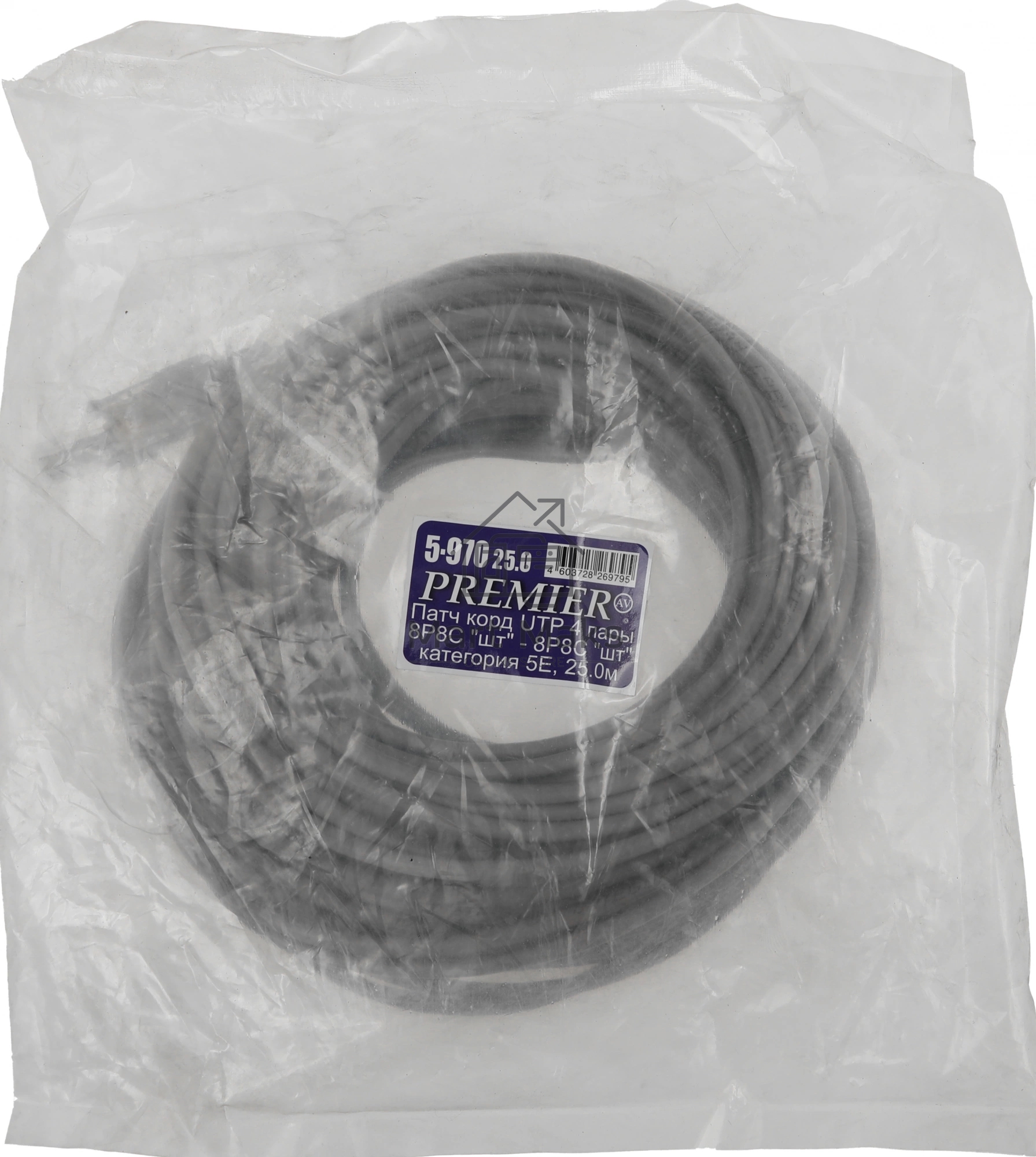 Патч-корд Premier 5-970 1G UTP 4 пары cat5E CCA molded 25м серый RJ-45 (m)-RJ-45 (m)