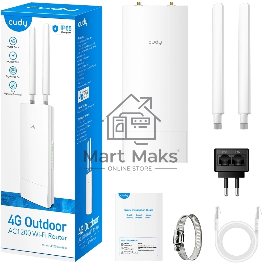 Точка доступа Outdoor 4G LTE Cat 6 AC1200 Wi-Fi Gigabit Router