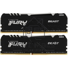 Оперативная память Kingston Fury Beast, DDR4, 16GB (2x8GB), 3200MHz, CL16, DIMM, с радиатором, черный