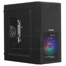 Компьютерный корпус Minitower ExeGate mEVO-7807-NPX600 (mATX, БП 600NPX 12см, 1хUSB+1хUSB 3.0, черный 1x12см с RGb подсветкой)