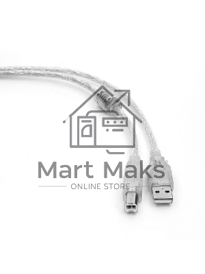 Кабель Cablexpert USB2.0 Pro, AM/BM, 0,75м, экран, 2 феррит.кольца, прозрачный (CCF-USB2-AMBM-TR-0.75M)