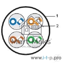 Кабель Rexant витая пара, U/UTP, категория 6, 4 x 2 x 0,57 мм, PVC, внутреннний, синий, 305м