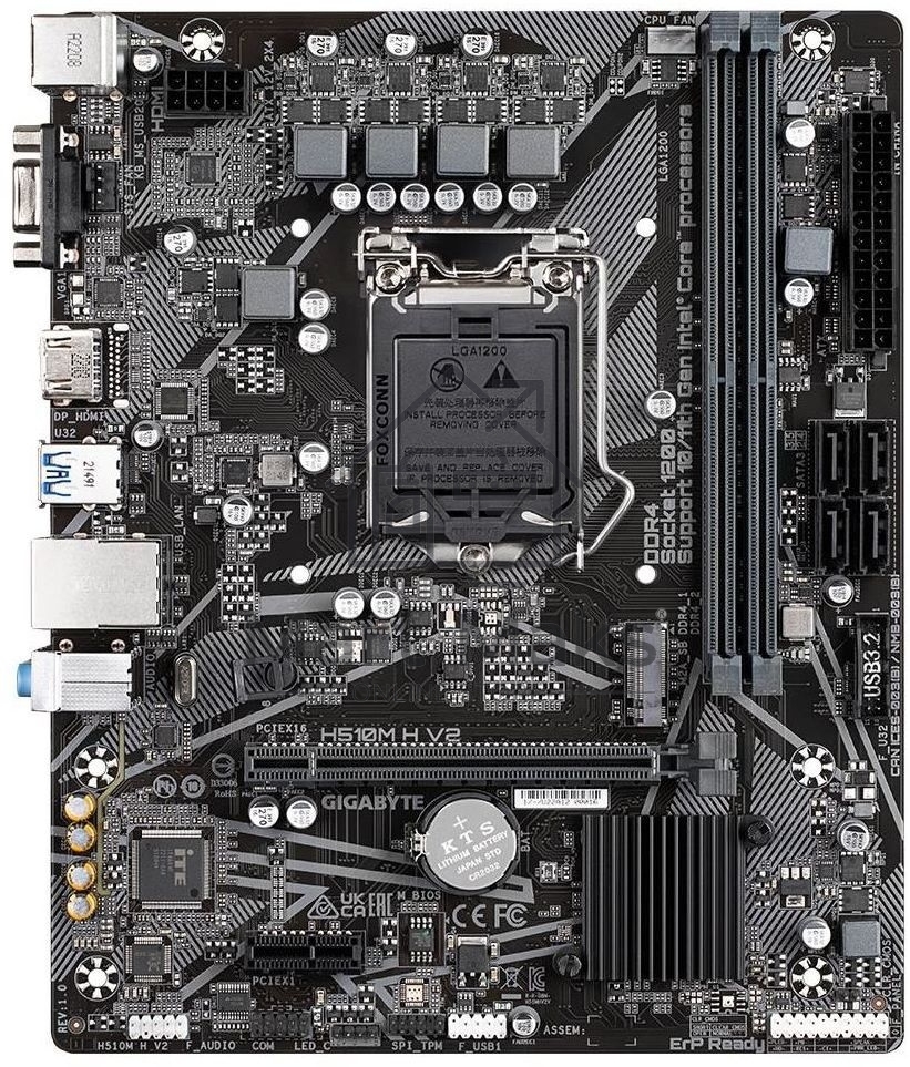 Материнская плата Gigabyte H510M H V2, LGA 1200, Intel H470, 2xDDR4, 4xSATA 6 Гбит/с, 1xM.2, 1xPCIe 3.0 x16, 1xPCIe 3.0 x1, 1xHDMI, 1xVGA, 1x 1Gb LAN, 2xUSB-A 3.2 Gen 1, 4xUSB-A 2.0, 3x3.5 мм, 7.1, Micro ATX